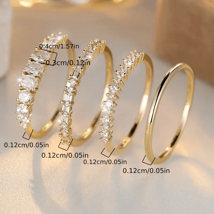 Stapelige Ringen van 14k Gouden Zirkonia