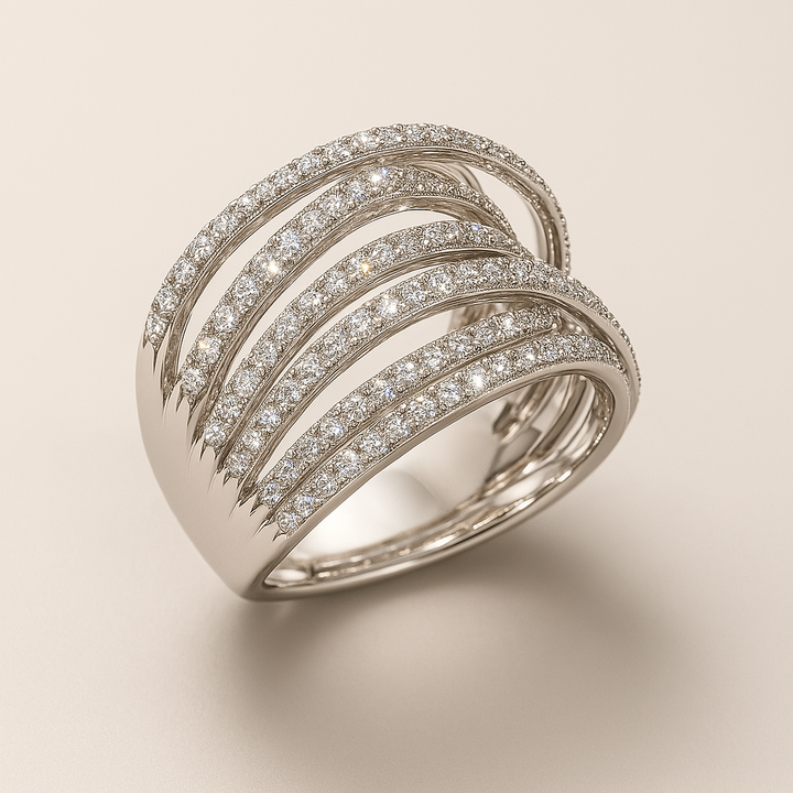 Vintage Superposée Zilveren Ring met Zirkonia
