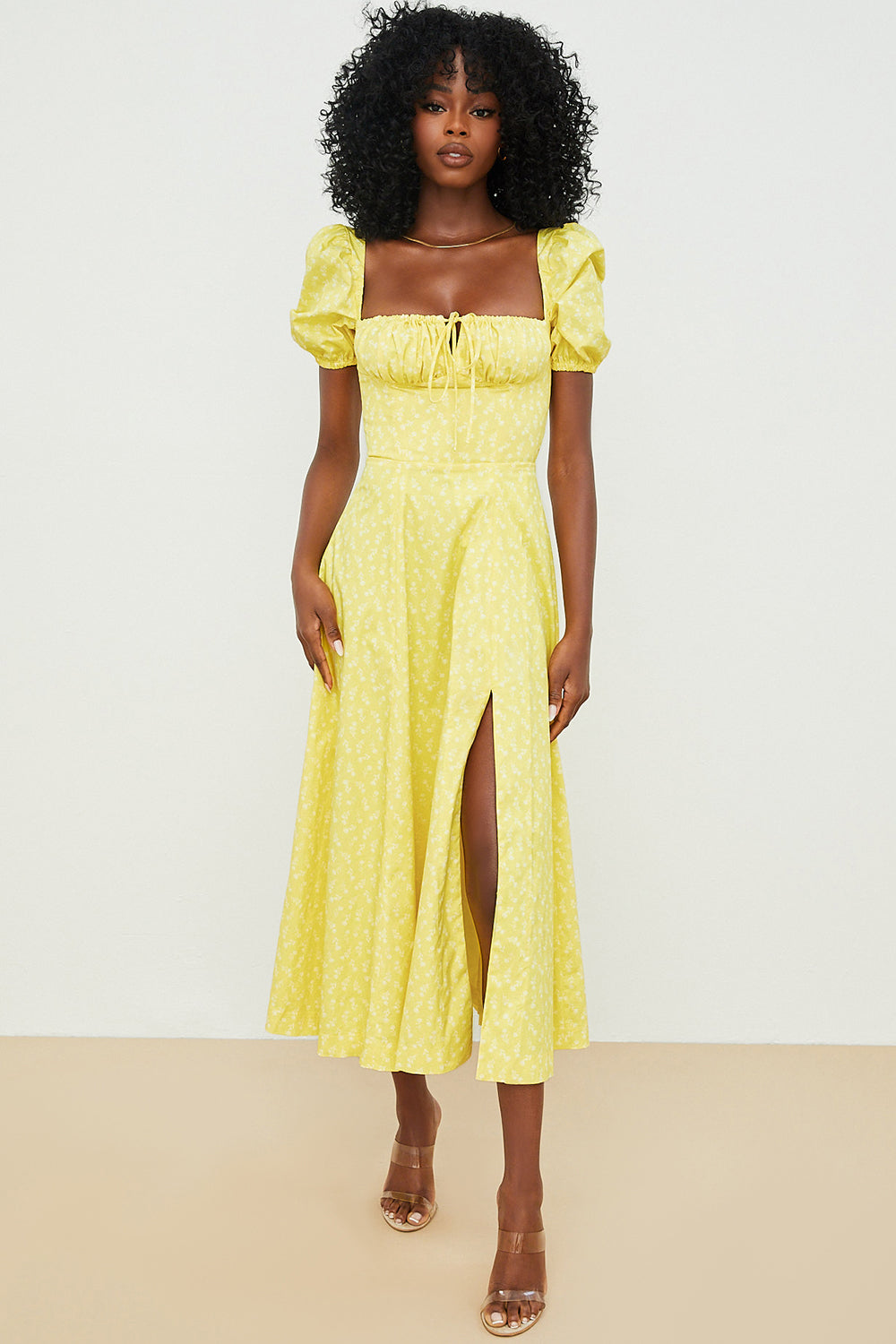 Aviana - Jurk met Mouwen Bouffantes Bloom