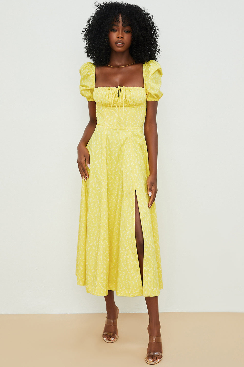 Aviana - Jurk met Mouwen Bouffantes Bloom