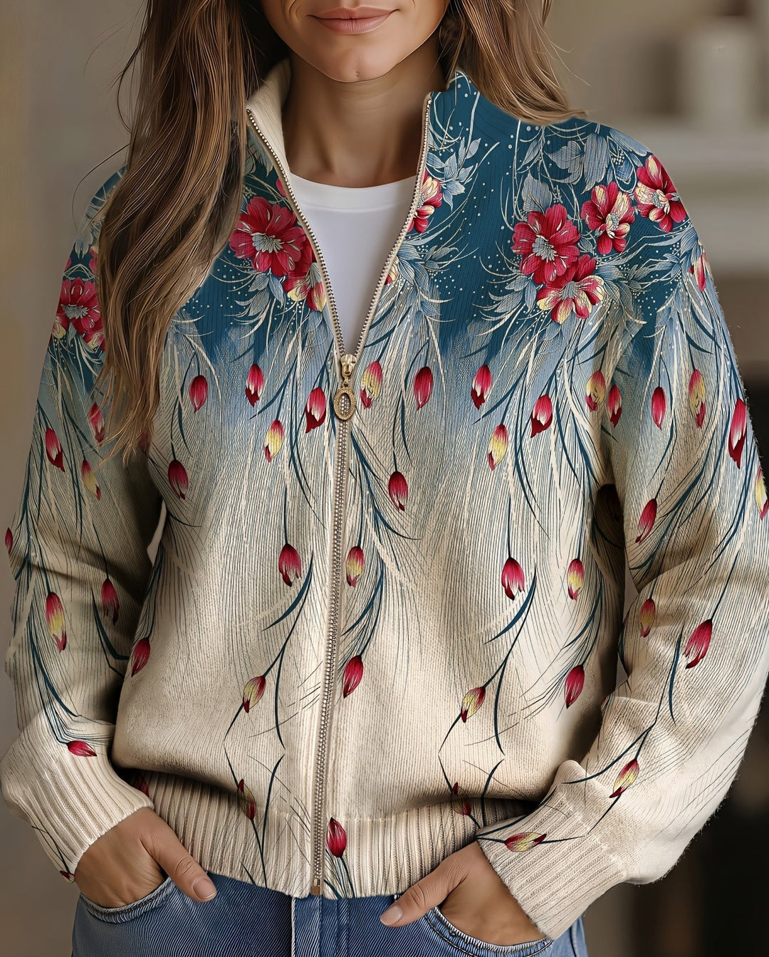 Gabrielle - Florale Pauwenveer Gradient Print